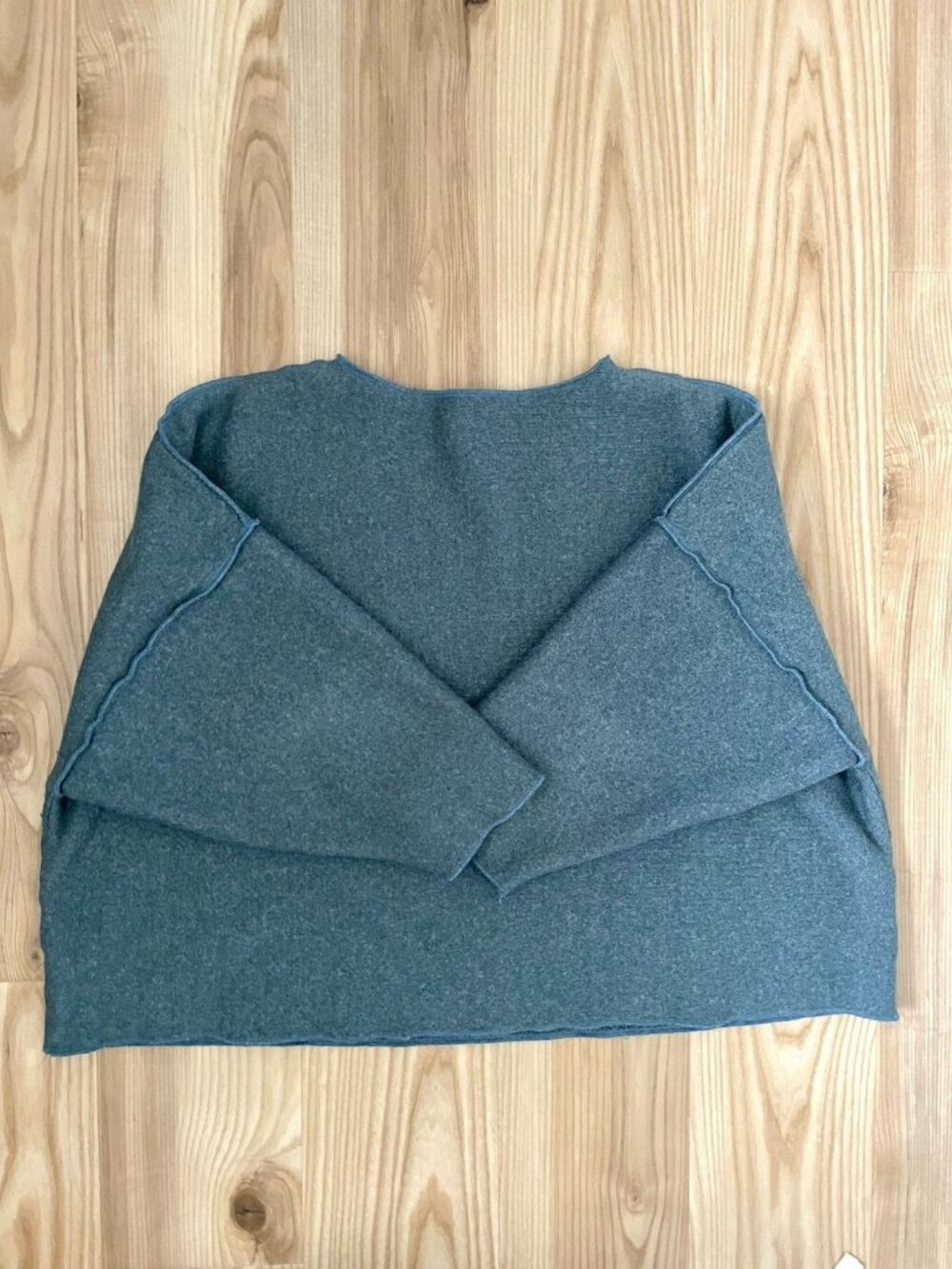 Hackwith Design House Crop Boxy Fleece Sweater Sweatshirt Top Blue Plus Size 1X